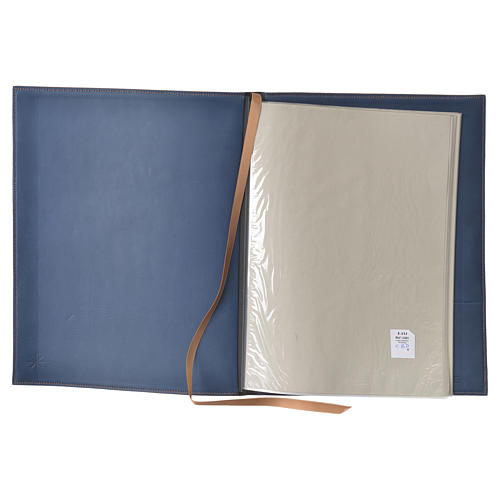 Folder for sacred rites in blue leather, hot pressed golden cross Bethleem, A4 size 3