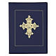 Folder for sacred rites in blue leather, hot pressed golden cross Bethleem, A4 size s4