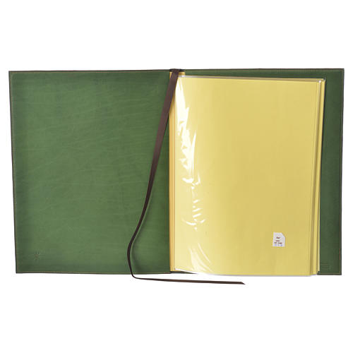Folder for sacred rites in green leather, hot pressed golden cross Bethleem, A4 size 3