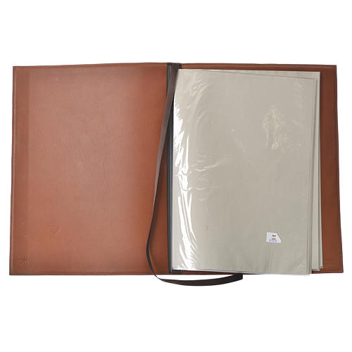 Folder for sacred rites in brown leather, hot pressed lamb Bethleem, A4 size 3