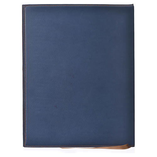 Folder for sacred rites in bleu leather, hot pressed golden lamb Bethleem, A4 size 2
