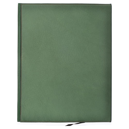 Folder for sacred rites in green leather, hot pressed golden lamb Bethleem, A4 size 2