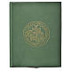 Folder for sacred rites in green leather, hot pressed golden lamb Bethleem, A4 size s1