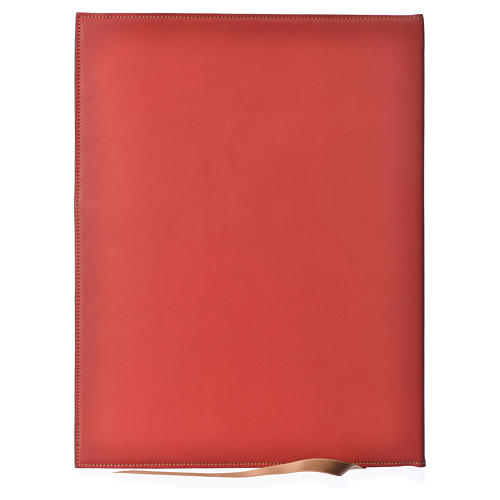 Folder for sacred rites in red leather, hot pressed golden lamb Bethleem, A4 size 2