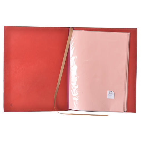 Folder for sacred rites in red leather, hot pressed golden lamb Bethleem, A4 size 3