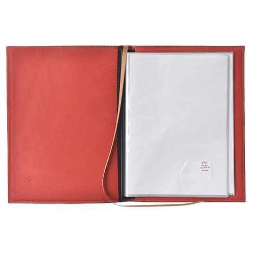 Folder for sacred rites in red leather, hot pressed golden lamb Bethleem, A5 size 3