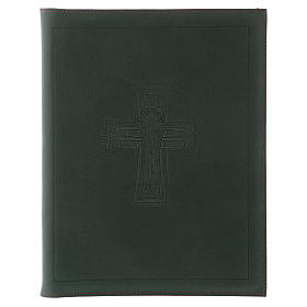 Folder for sacred rites in green leather, hot pressed cross Bethleem, A5 size