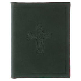 Sacred rites folder in green leather, A5 with Roman cross imprinted Bethlèem