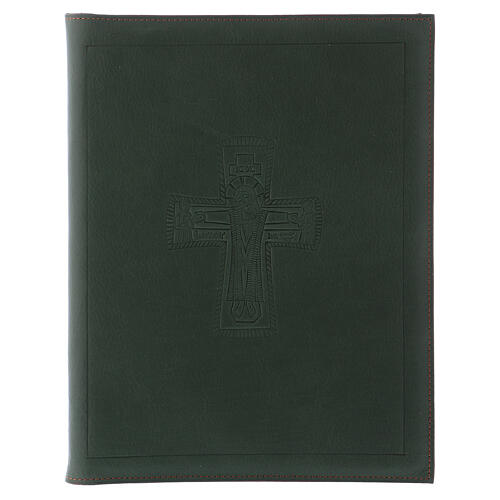 Sacred rites folder in green leather, A5 with Roman cross imprinted Bethlèem 1