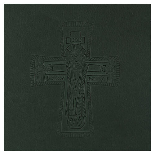Sacred rites folder in green leather, A5 with Roman cross imprinted Bethlèem 2