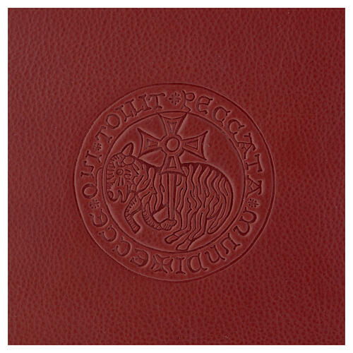 Okładka na modlitewnik A5 ze skóry naturalnej, brązowa, baranek z krzyżem koptyjskim 2