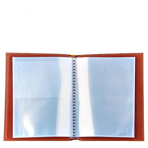 Okładka na modlitewnik A5 ze skóry naturalnej, brązowa, baranek z krzyżem koptyjskim 3