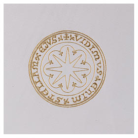 Capa branca para rituais litúrgicos couro tamanho A5 estrela dourada Monges Belém 