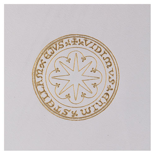 Capa branca para rituais litúrgicos couro tamanho A5 estrela dourada Monges Belém 2