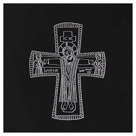 Folder for sacred rites in black leather, silver hot pressed cross Bethleem, A5 size