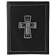 Folder for sacred rites in black leather, silver hot pressed cross Bethleem, A5 size s1