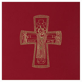 Folder for sacred rites in red leather, golden hot pressed cross Bethleem, A5 size