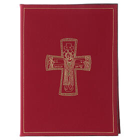 Red folder for sacred rites A5 with golden Roman cross Bethlèem
