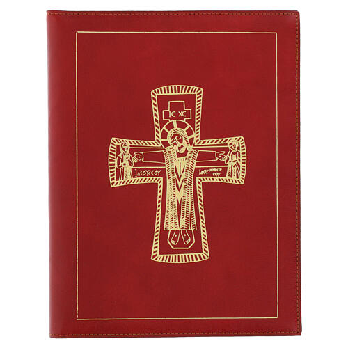 Red folder for sacred rites A5 with golden Roman cross Bethlèem 5