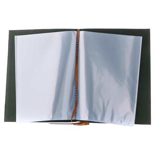 Etui na księgę liturgiczną A4, zielone, z krzyżem rzymskim, skóra naturalna 3