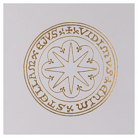 Folder for sacred rites in white leather, golden hot pressed star Bethleem, A4 size