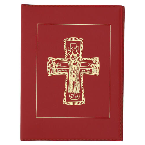 Etui na księgi liturgiczne, A4, czerwone, krzyż rzymski w złocie 9