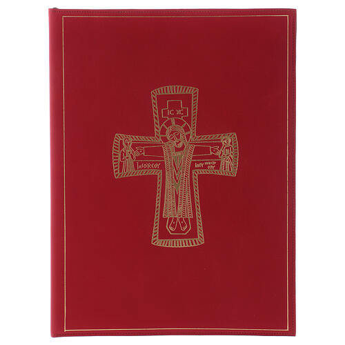 Capa livro rituais litúrgicos formato A4 vermelha cruz romana dourada Belém 1