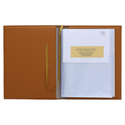 GENUINE LEATHER A5 folder with cross decoration Bethlehem Monks  3