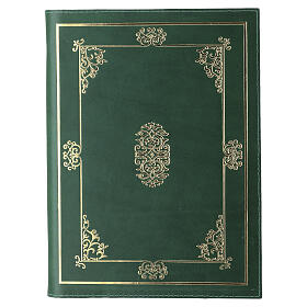 Cartella verde porta riti in pelle con decoro dorato