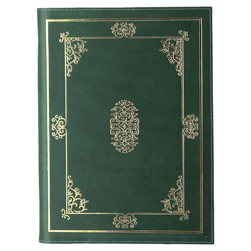 Cartella verde porta riti in pelle con decoro dorato 1