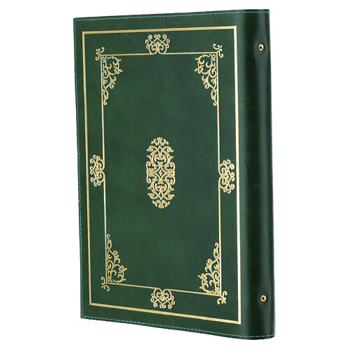 Cartella verde porta riti in pelle con decoro dorato 5