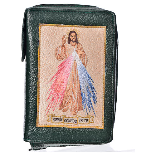 Divine office cover, green bonded leather Divine Mercy 1