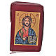 Divine office cover in burgundy bonded leather Christ Pantocrator with open book s1