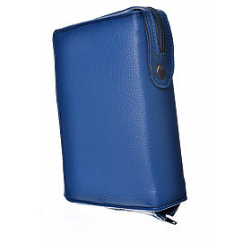 Divine office cover in blue bonded leather with image of the Christ Pantocrator with open book