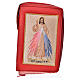 Divine office cover in red bonded leather with image of the Divine Mercy s1