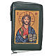 Divine office cover in green bonded leather with image of the Christ Pantocrator with open book s1