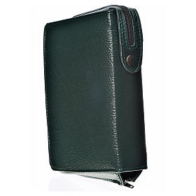 Divine office cover in green bonded leather Our Lady and baby Jesus