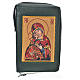 Divine office cover in green bonded leather Our Lady and baby Jesus s1