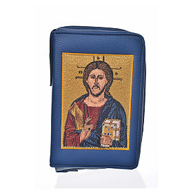 Divine office cover in blue bonded leather Christ Pantocrator