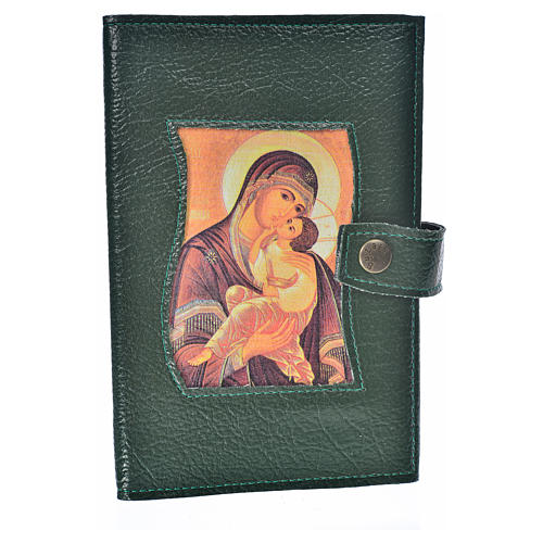 Cover for the Divine Office green bonded leather Our Lady of the Tenderness 1