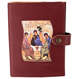 Cover for the Divine Office burgundy leather Holy Trinity