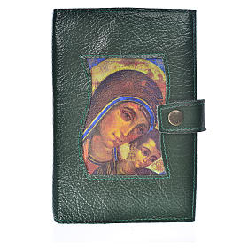 Green leather imitation cover for Ordinary time III with image of Our Lady of Kiko