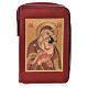 Morning and Evening prayer cover in burgundy leather with image of Our Lady of Vladimir s1