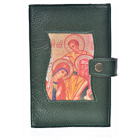 Morning and Evening prayer cover in green leather imitation with Holy Family image