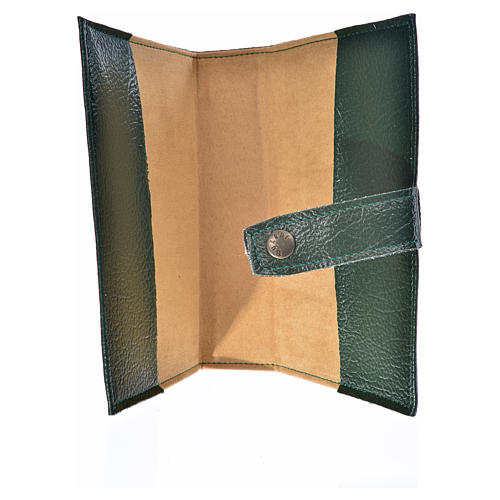 Cover for Morning and Evening prayer in green leather with image of Our Lady of Vladimir 3