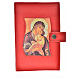 Red leather imitation cover for Morning and Evening prayer with image of Our Lady s1