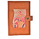 Morning and Evening prayer cover in brown leather imitation with image of the Holy Family s1