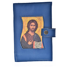 Jesus Christ cover for Morning and Evening Prayer in blue leather imitation