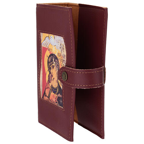 Burgundy leather cover for Morning and Evening prayer with image of Mary Queen of the Third Millennium 2