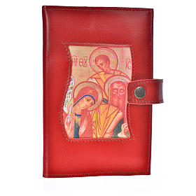Morning and Evening prayer cover in burgundy leather with Holy Family image